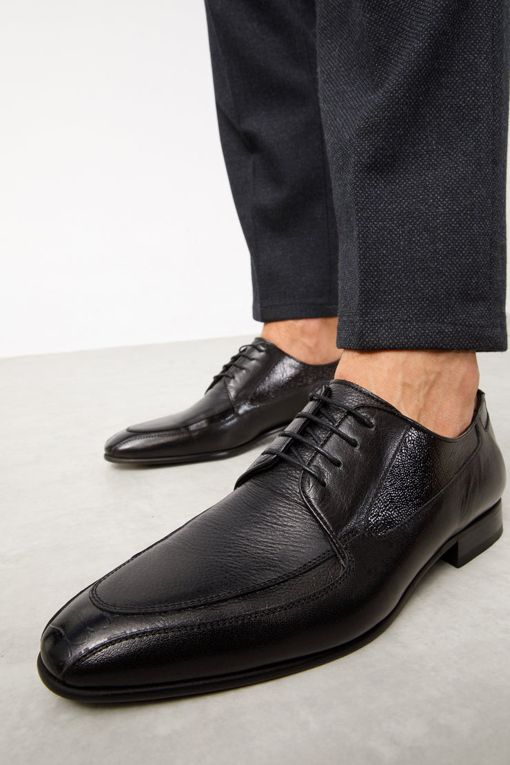 The Gardi Black Leather Derby Shoe