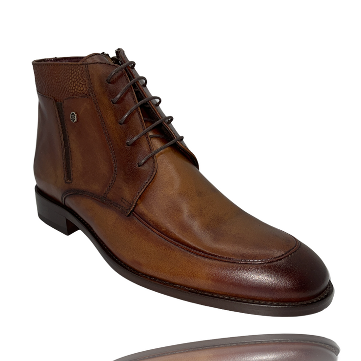 The Madras Leather Dress Lace Up Boot with a Zipper