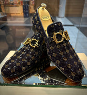 The Vicino Shoe Navy Blue Bit Dress Loafer