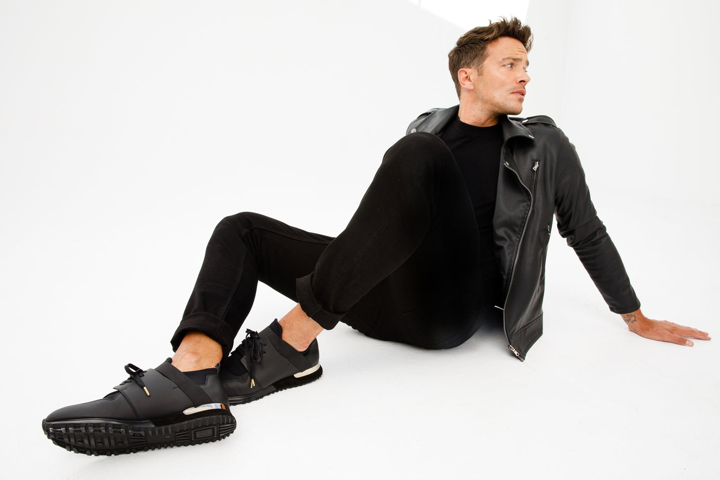 Zapatillas de cuero negras Reno para hombre ¡Venta final!