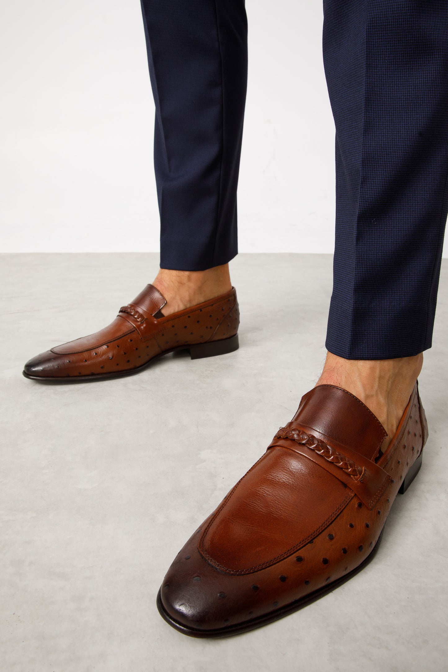 The Johannesburg Brown Leather Dress Loafer Men  Shoe