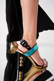 The Pericos Multicolor Metallic Effect Leather Sandal