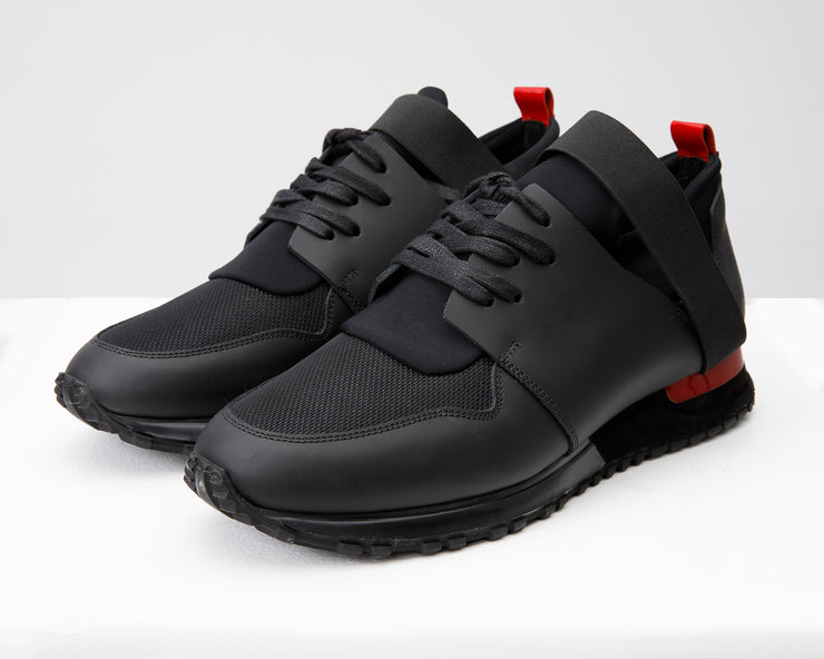The Reno Black & Red Leather Sneaker