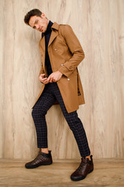 The Riga Brown Suede Leather Casual Lace-Up Boot with a Zipper