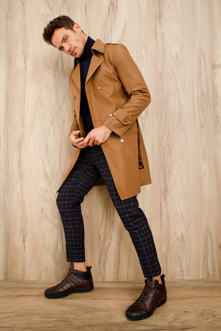 The Riga Brown Suede Leather Casual Lace-Up Boot with a Zipper