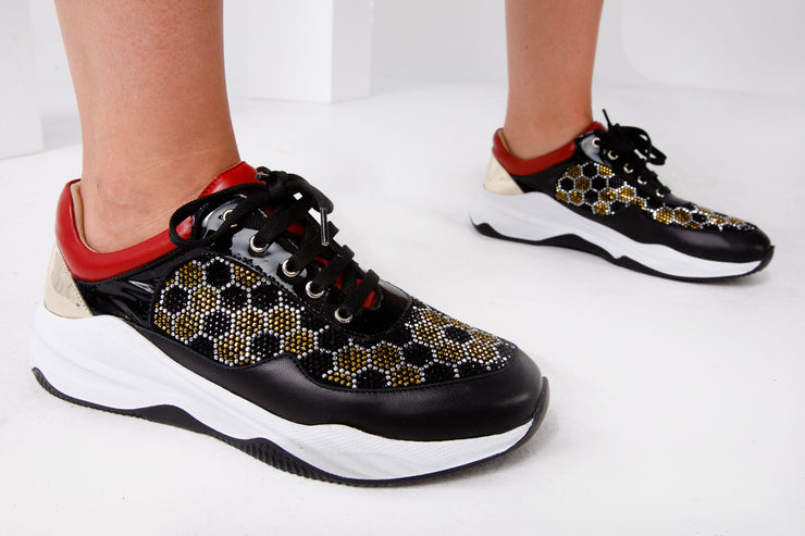 The Opuwo Black & Gold Glitter Sneaker
