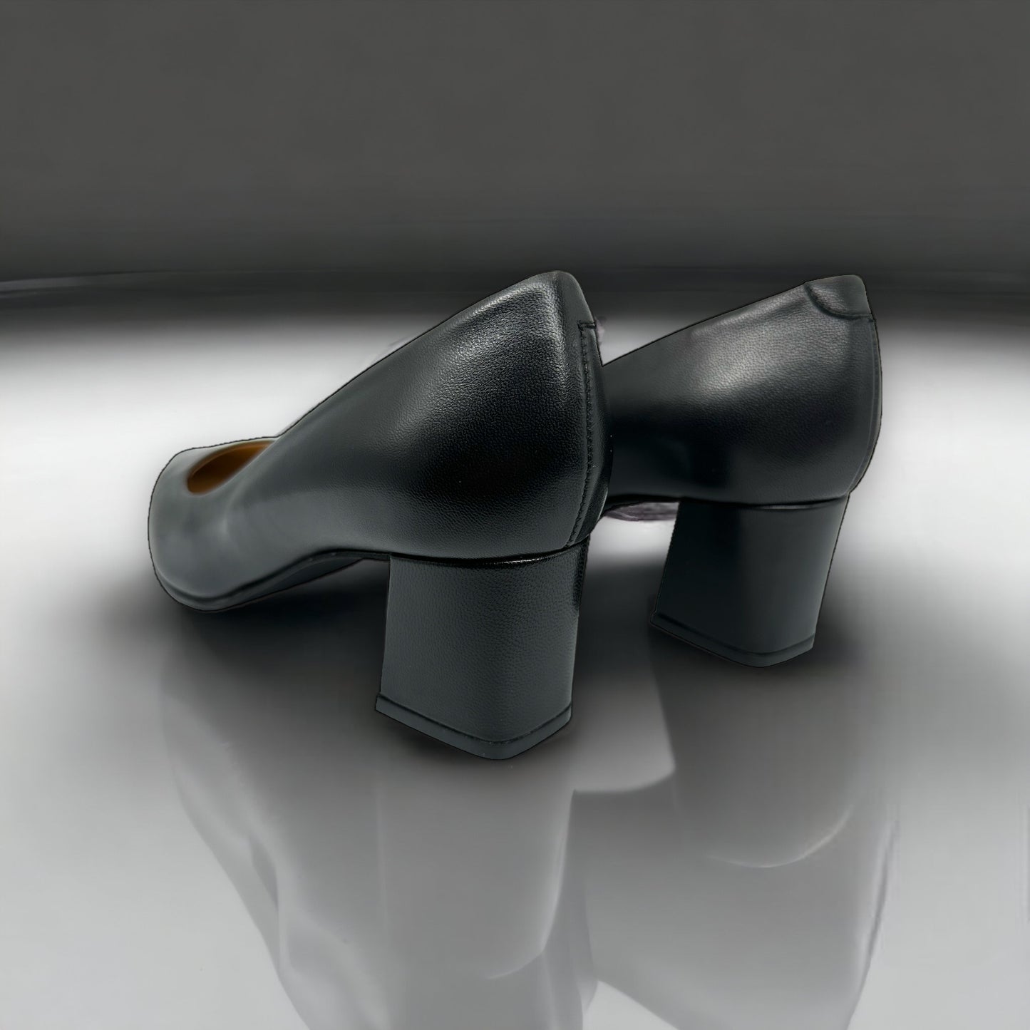 The Lexie Black Leather Bloch Heel Pump Shoe Final Sale!