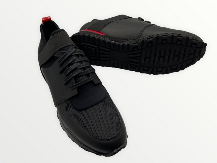 The Reno Black & Red Leather Sneaker