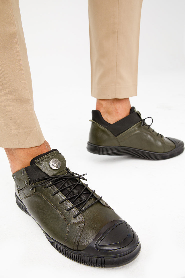 The Mumbai Green Leather Sneaker