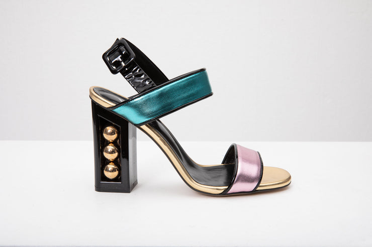 The Pericos Multicolor Metallic Effect Leather Sandal