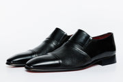 The Everest Black Leather Cap Toe Dress Loafer Shoe