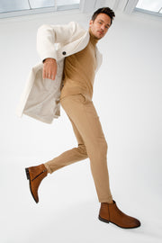 The Wellington Brown Handwoven Leather Boot with a Zipper