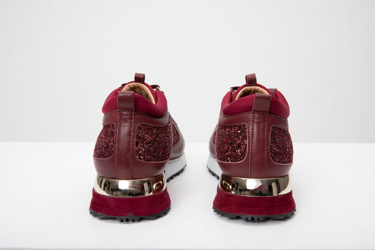 The Sultan Burgundy Glitter Leather Sneaker