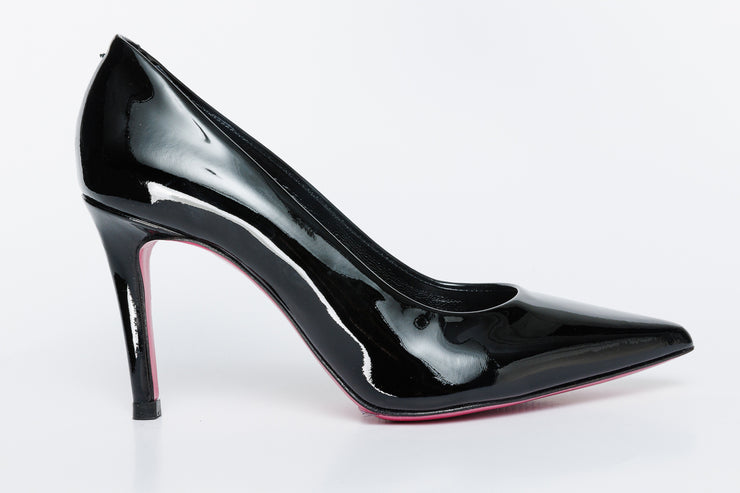 The Ege Black Patent Leather Pump Fuchsia Sole