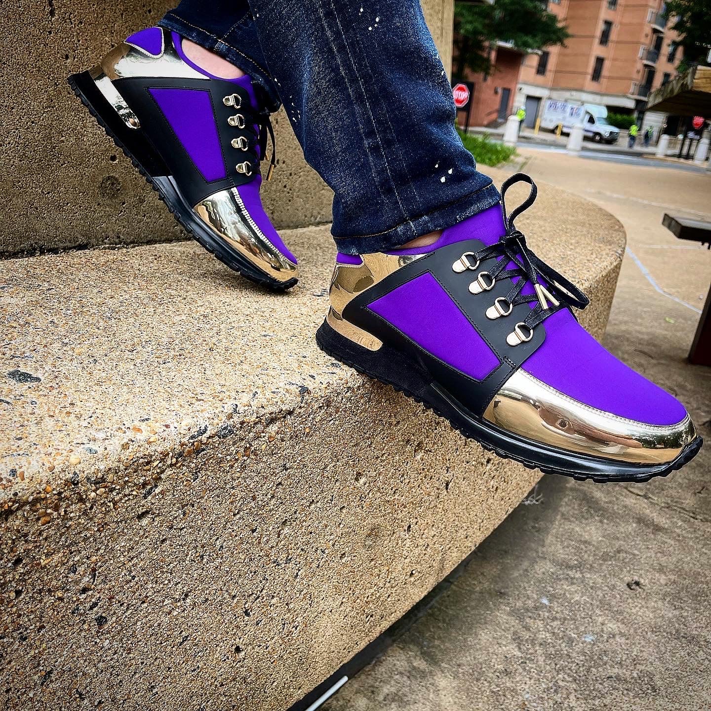 Zapatillas de deporte de cuero morado Emir para hombre, edición limitada