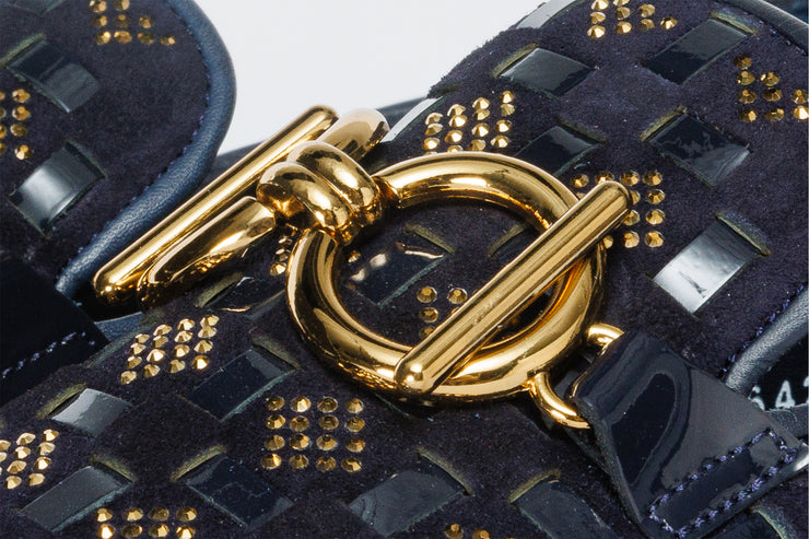LOUIS VUITTON LV Chain logo Flat shoes loafers Leather Black/Gold