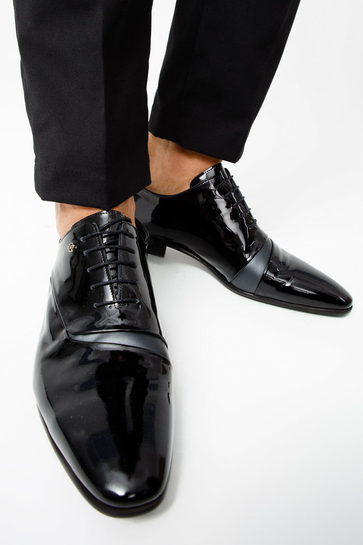 The Paris Black Patent Plain Toe Oxford Shoe