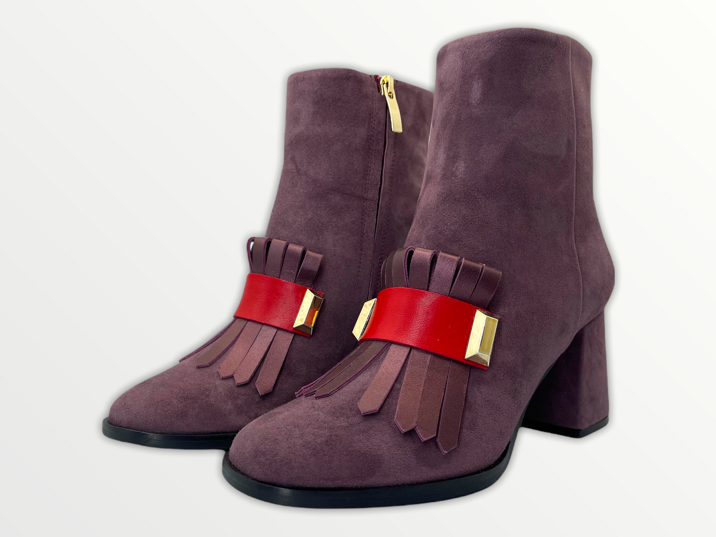 The Luksor Rose Suede Leather Block Heel Women Boot