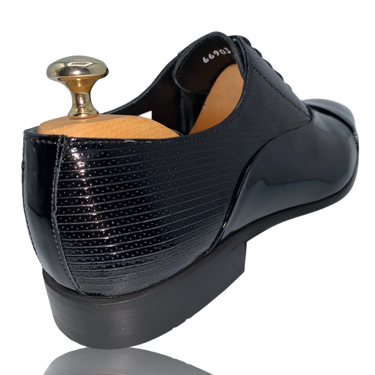 The Lima Black Patent Leather Cap Toe Oxford Shoe