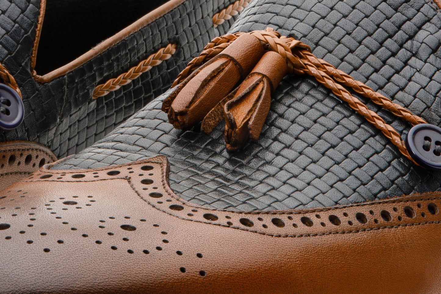 The Istanbul Tan & Navy Blue Leather Tassel Loafer Men Shoe