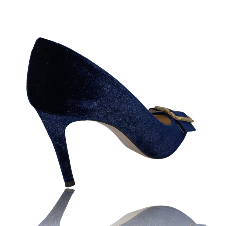 The Risca Dark Blue Leather Pump Final Sale!