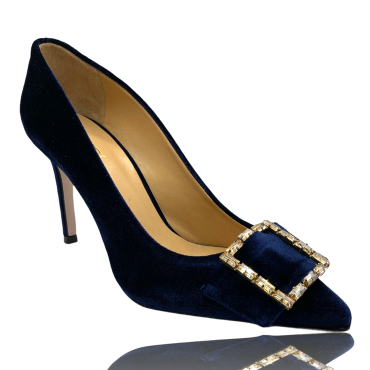 The Risca Dark Blue Leather Pump Final Sale!