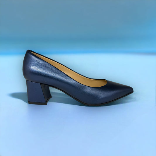 ¡Zapato de salón con tacón Bloch de cuero azul marino Lexie, oferta final! 