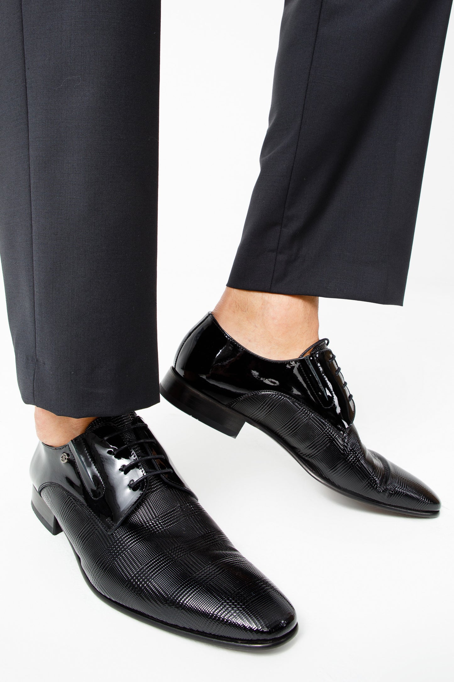 The San Severo Black Patent Leather Derby Men Shoe