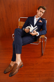The Grand Woven Leather Tan Shoe Penny Loafer