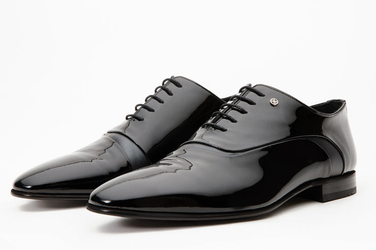The Paris Black Patent Plain Toe Oxford Shoe
