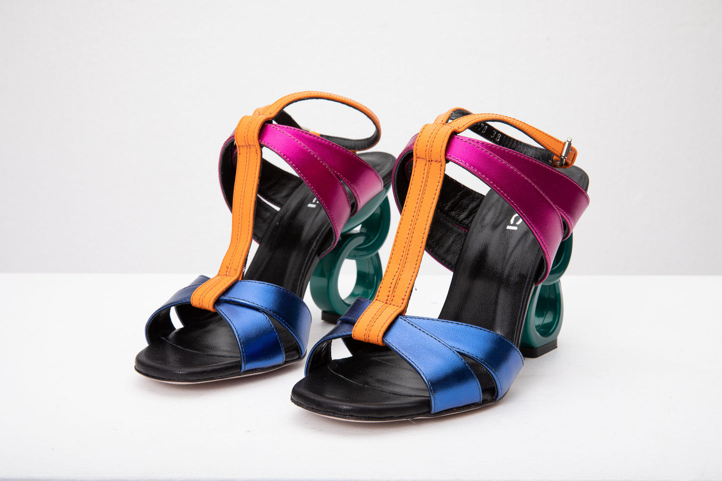 The Duffryn Multicolor T-Strap Leather Women Sandal