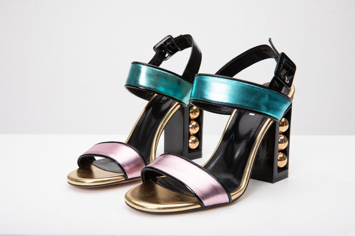 The Pericos Multicolor Metallic Effect Leather Women Sandal