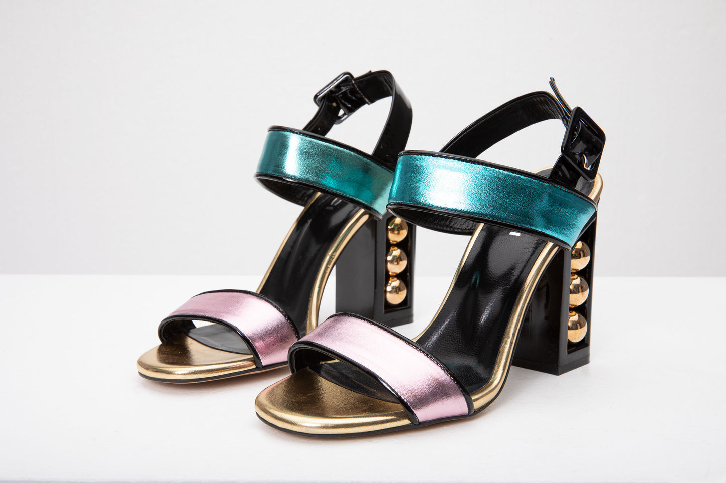 The Pericos Multicolor Metallic Effect Leather Women Sandal Final Sale!