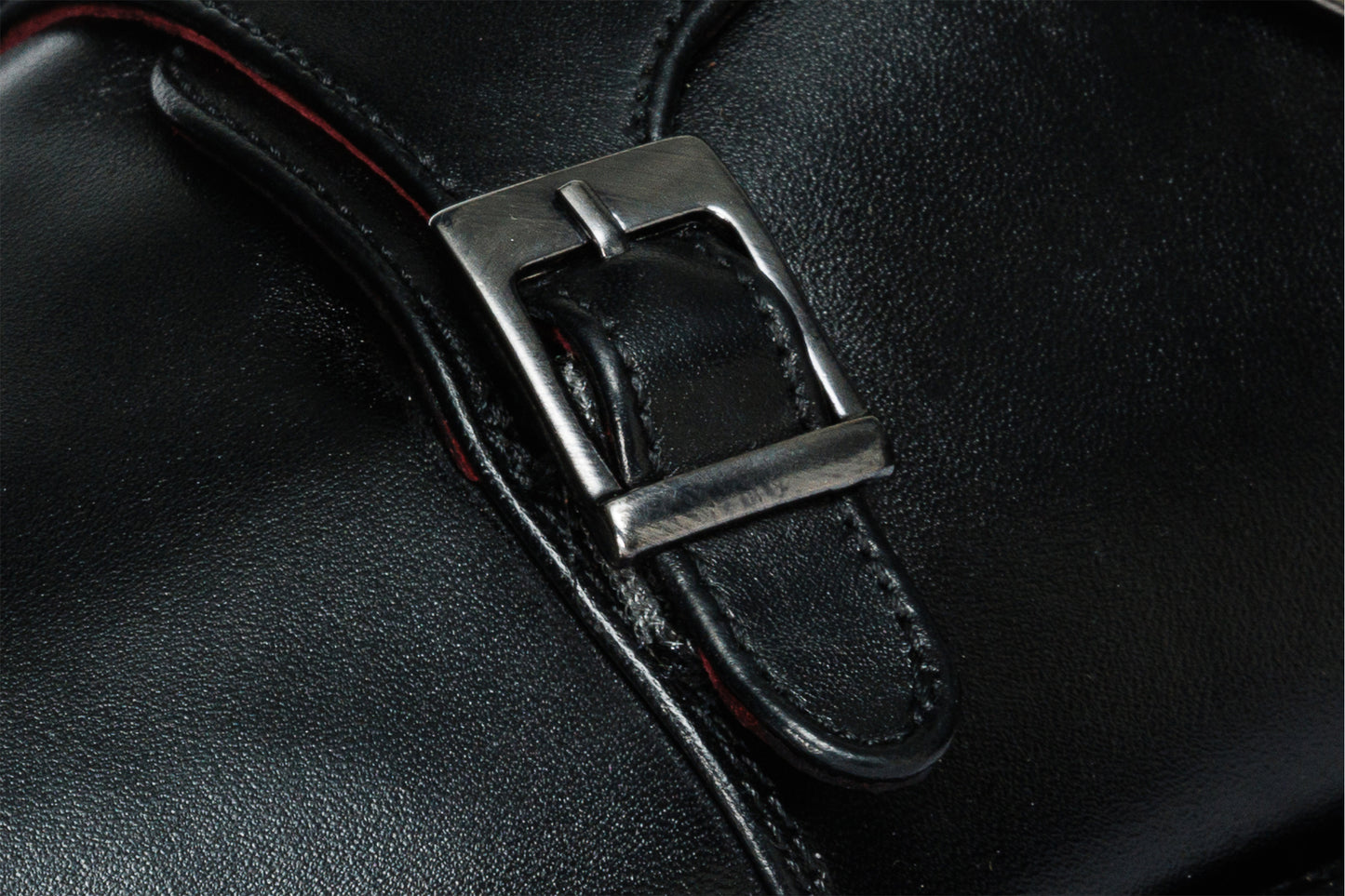 The Essen Black Leather Cap Toe Double Monk Strap Men Shoe