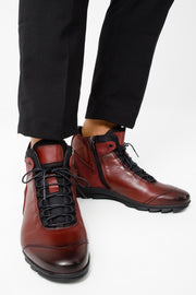The Houston Leather Burgundy Lace-Up Casual Boot with a Zipper