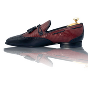 The Istanbul Black & Burguny Leather Tassel Loafer shoe