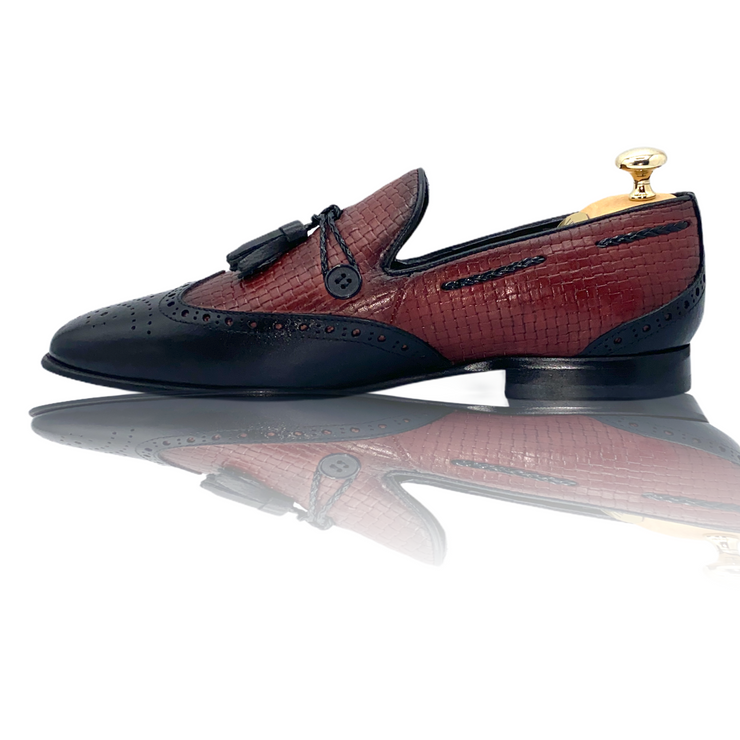 The Istanbul Black & Burguny Leather Tassel Loafer shoe