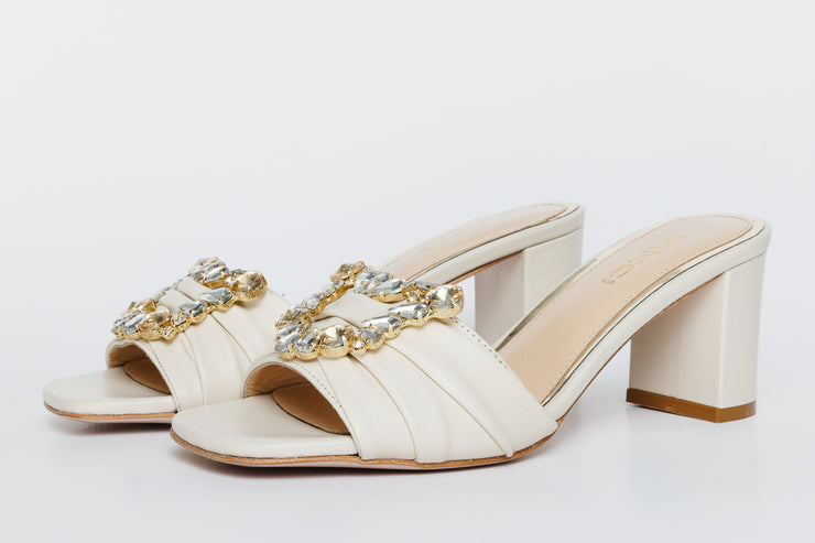 The Micro Cream Leather Sandal