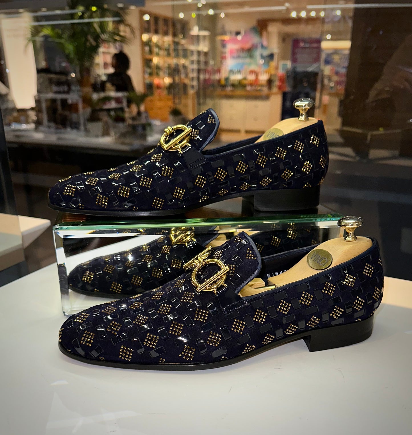 The Vicino Shoe Navy Blue Bit Dress Loafer Men Shoe